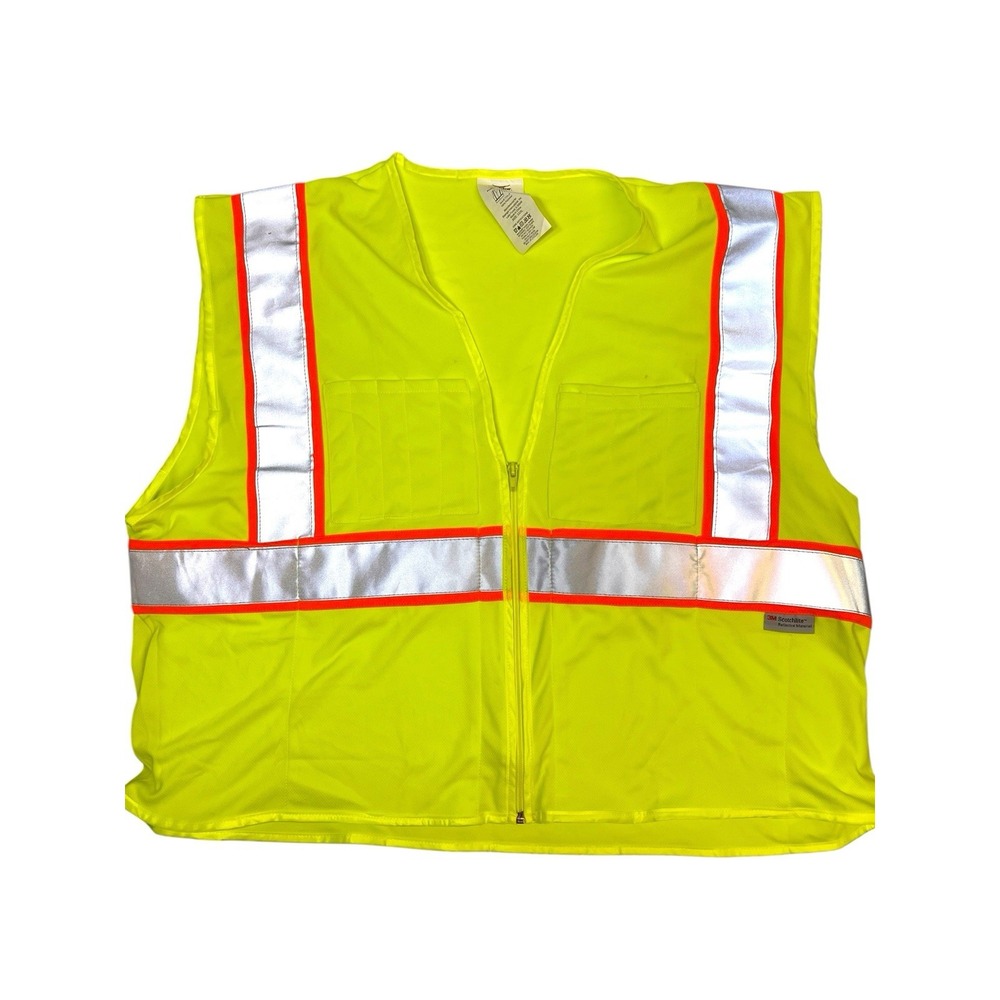 Condor 1YAJ7 High‎ Visibility Safety Vest Class 2  XXXL Yellow Reflective Zip Up